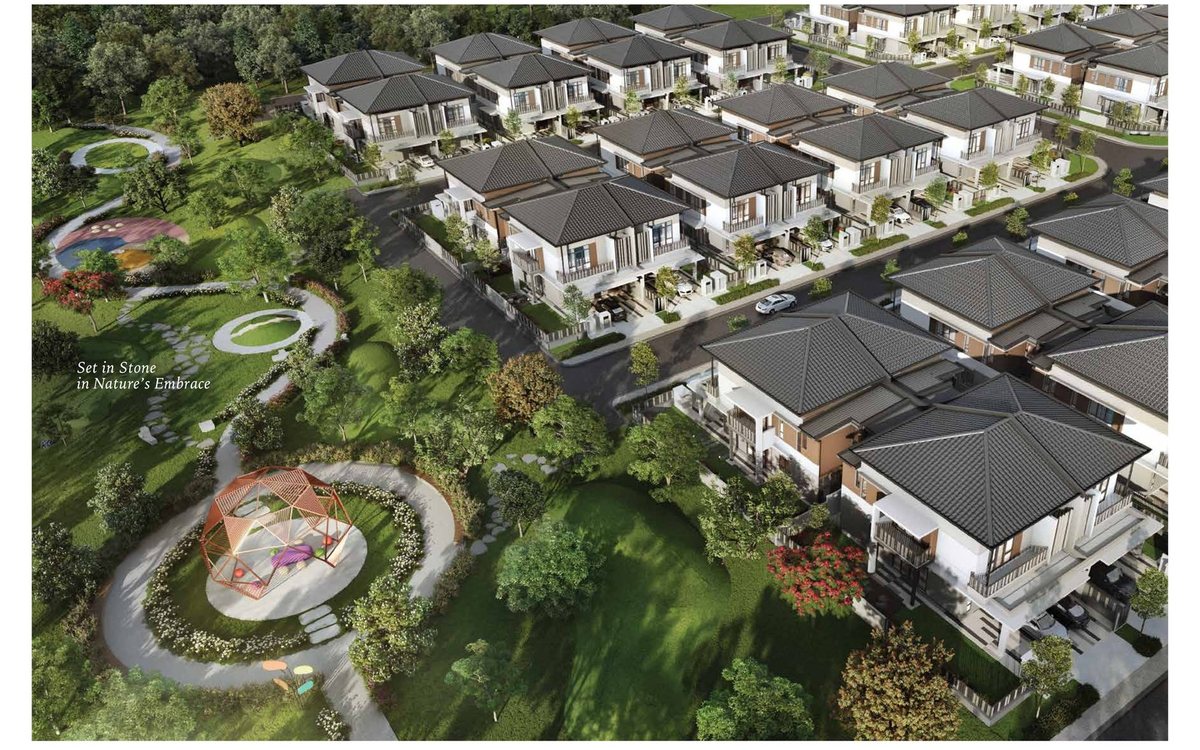 Aerial view of the landed homes and park at Bandar Seri Coalfields