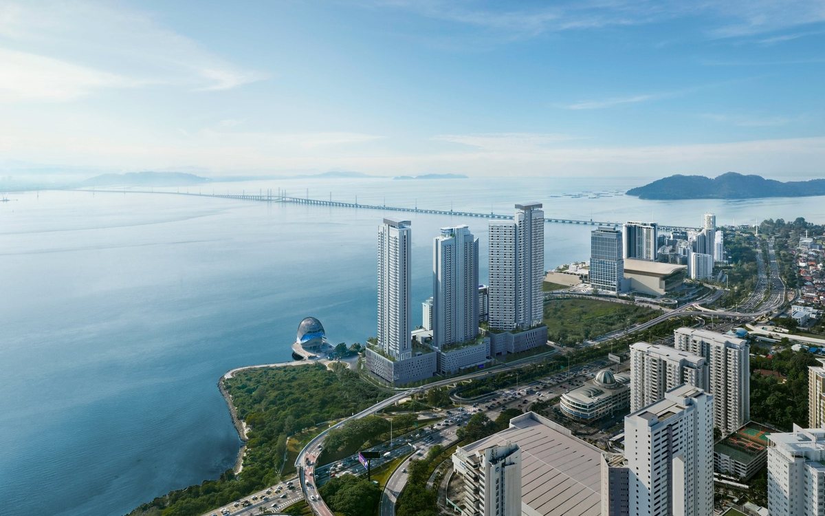 The Lighthauz on the Gelugor waterfront with the Penang Bridge beyond