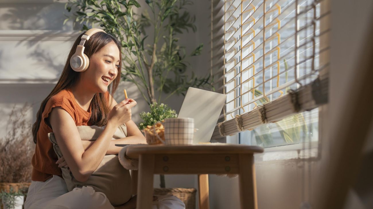 Work-from-home corner beside the window
