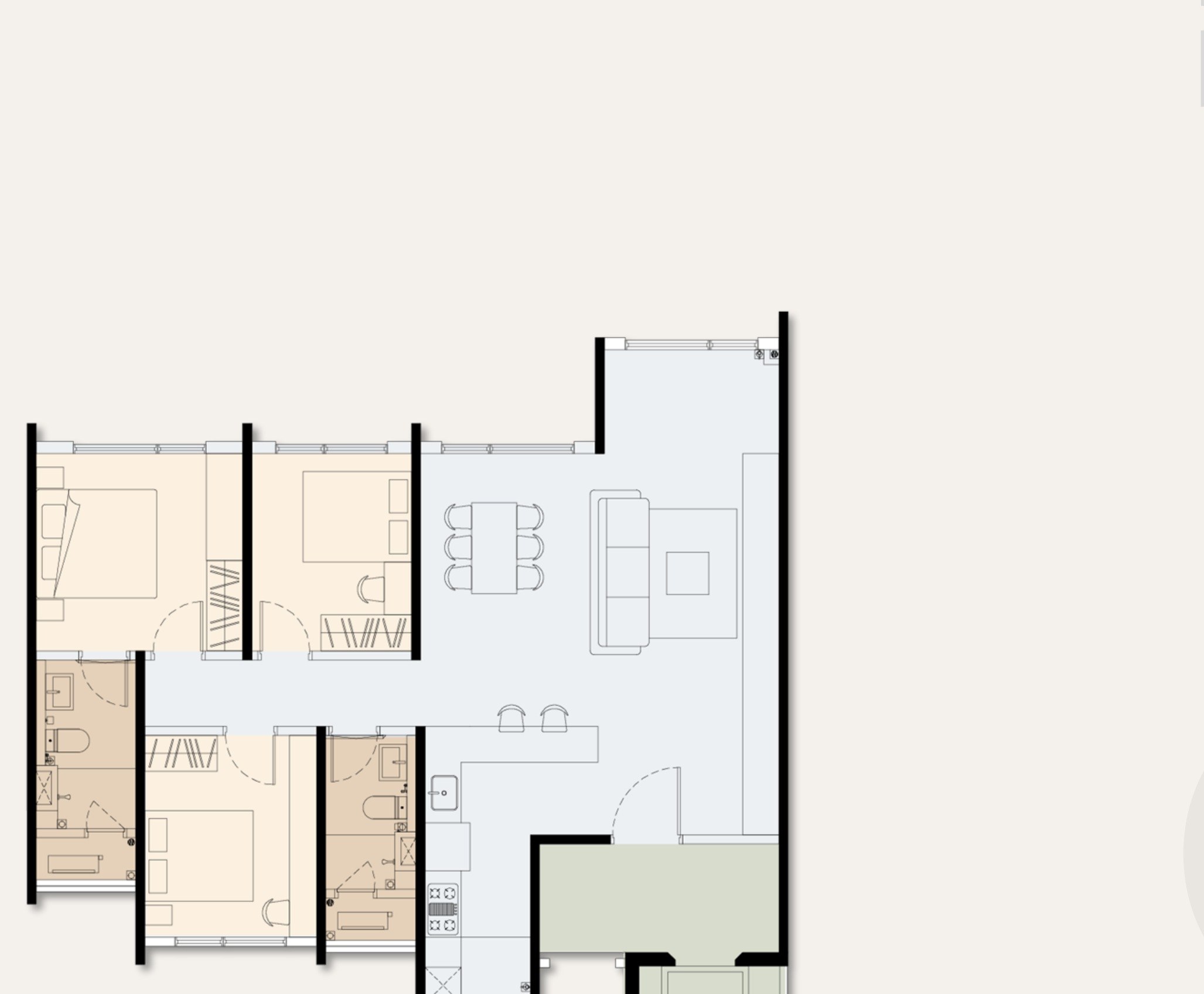 Accent Petaling Jaya Type C2 floor plan with lanai, 1,165 sq.ft., 3 bedrooms