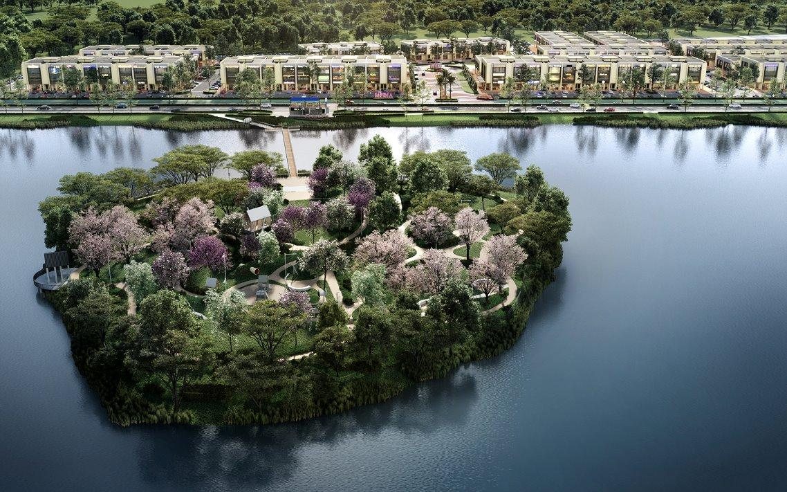 The Island at Cybersouth, the lake park beside Avalon