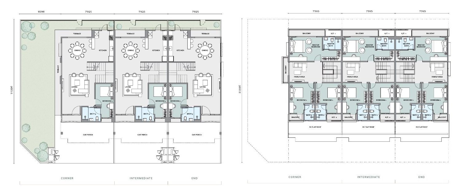 Avalon Cybersouth Type B ground and first floor plan, 26 by 70 foot lakefront home of 2,421 sq.ft.
