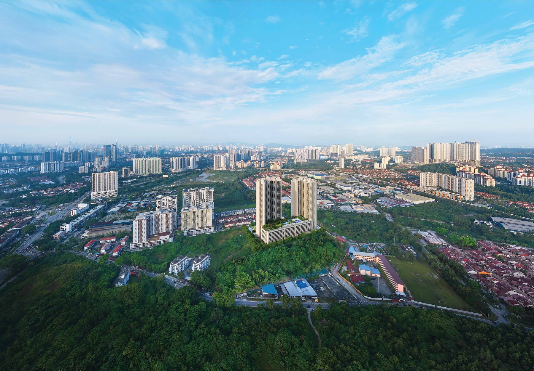 Aerial view of Bukit Jalil showing the Ayanna site and surrounding greenery