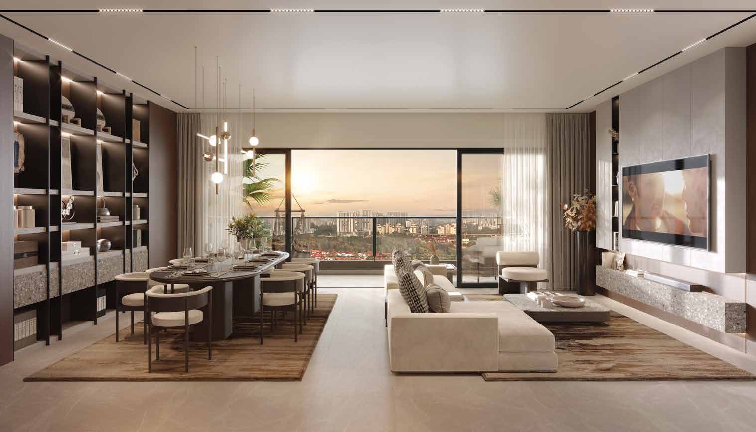 Living and dining interior at Ayanna Resort Residences