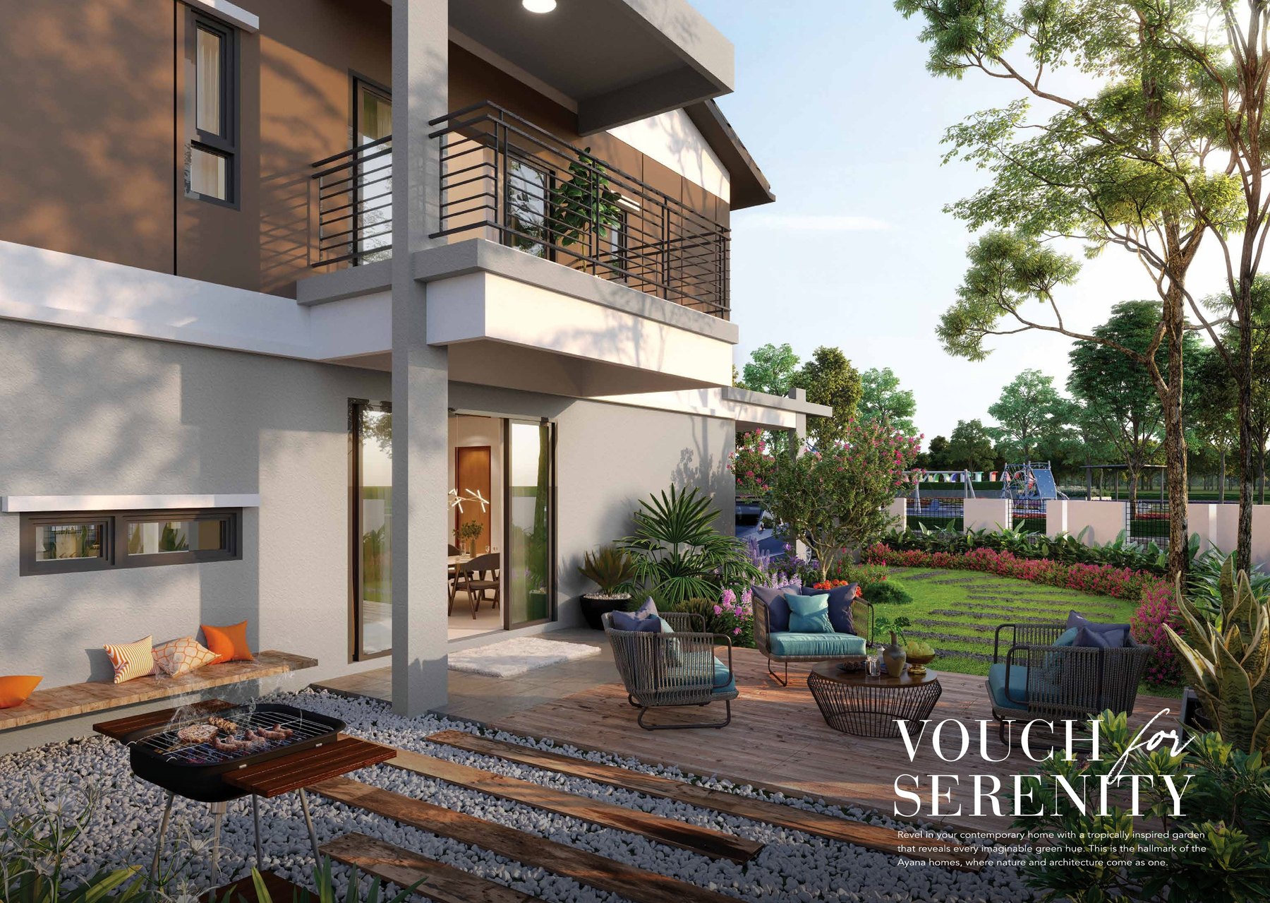 Garden terrace at an Ayana home, Caledonia