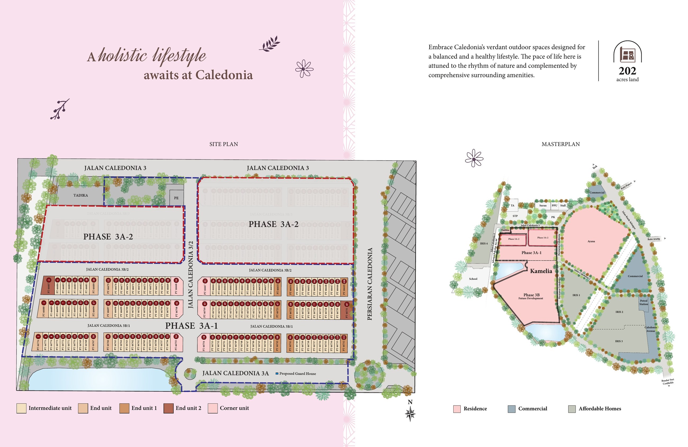 Site plan of Caledonia at Bestari Jaya showing the Kamelia phases and the township layout