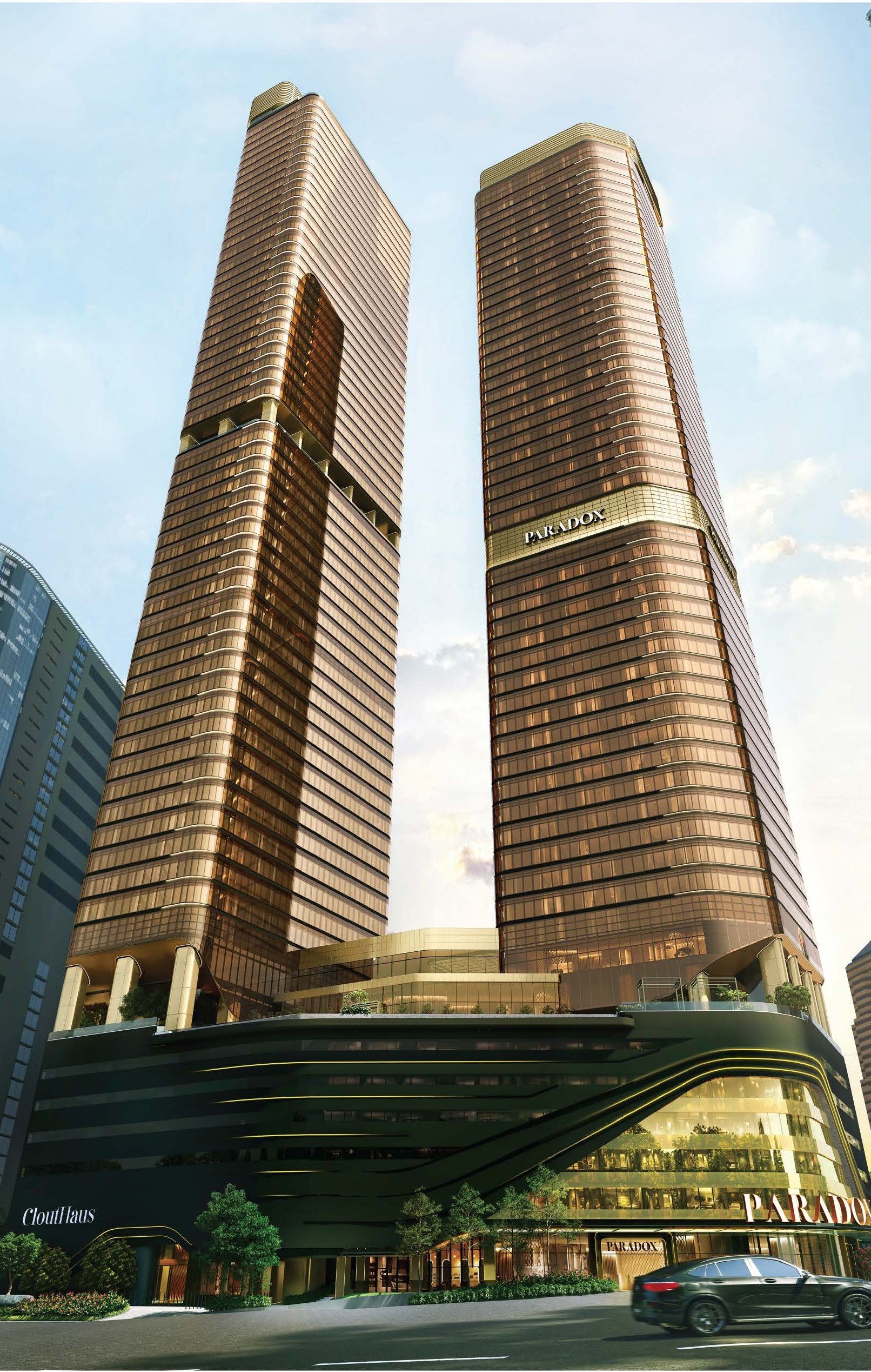 CloutHaus Residences and Paradox towers at 28 Jalan P. Ramlee, artist's impression
