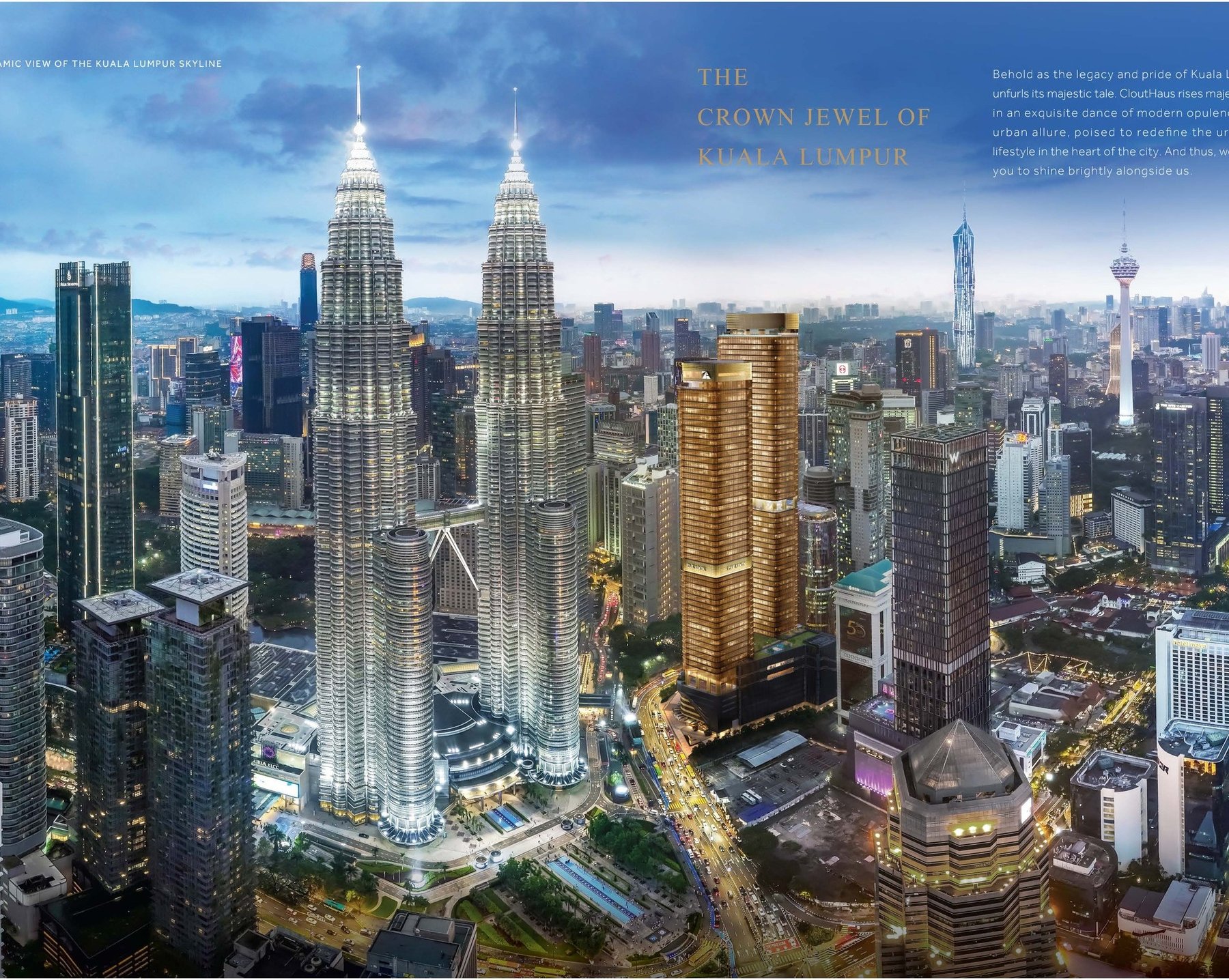 Aerial view of Kuala Lumpur city centre with the CloutHaus site