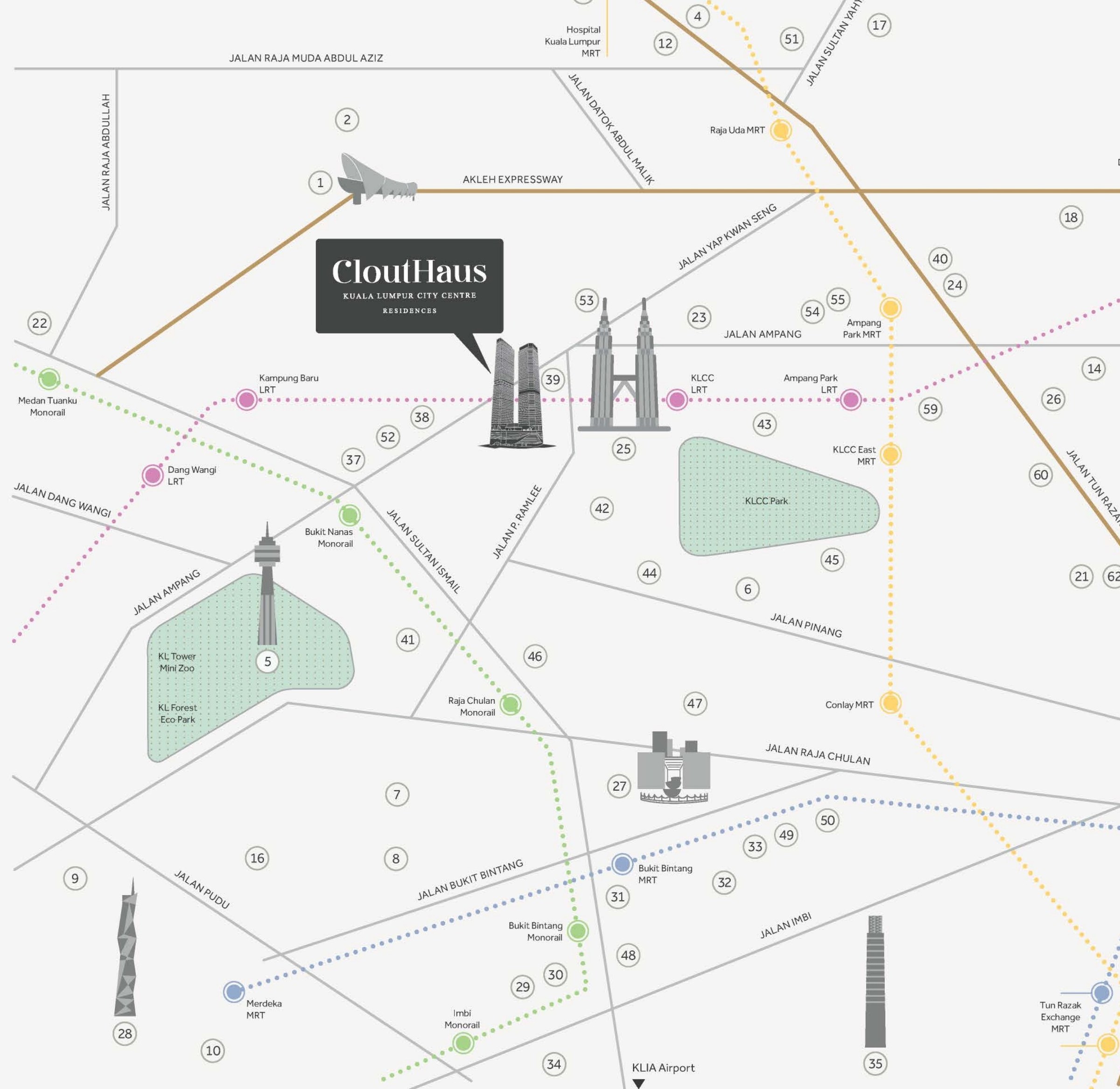 CloutHaus Residences location map, Kuala Lumpur City Centre