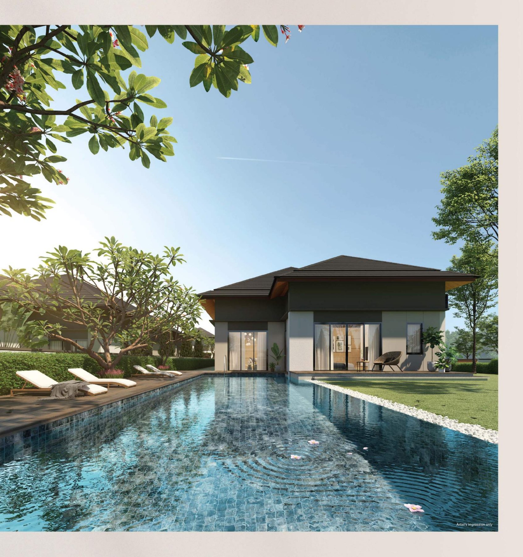 The clubhouse and pool at North Haven