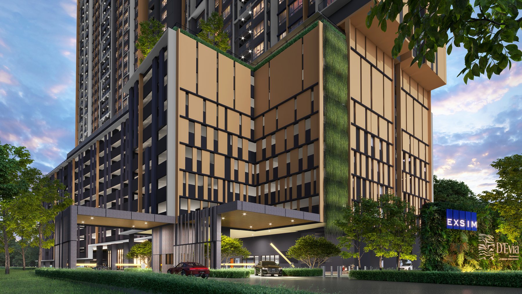 Grand entrance at D'Evia Residences, Kwasa Damansara