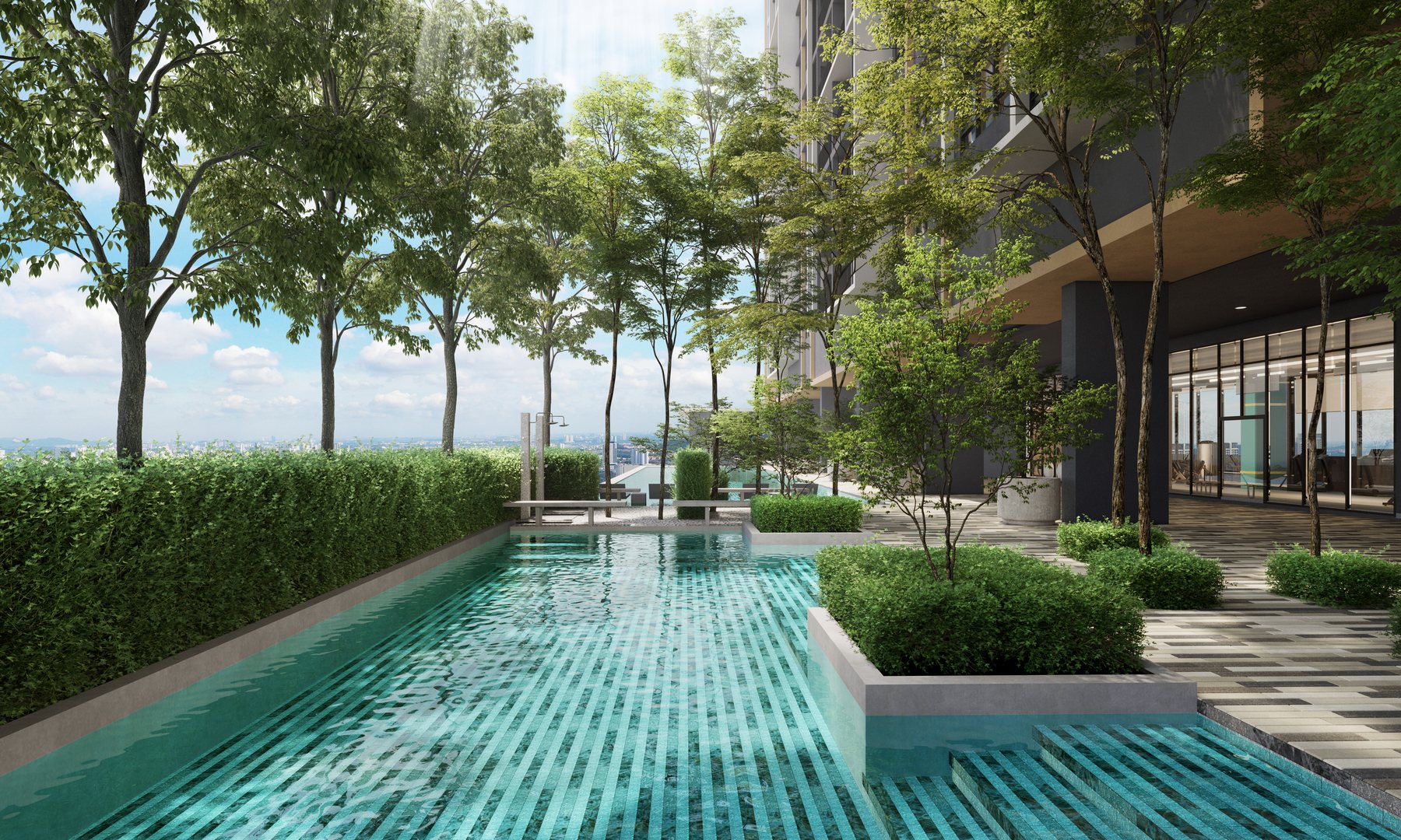 Little Lagoon and pocket garden at D'Evia Residences