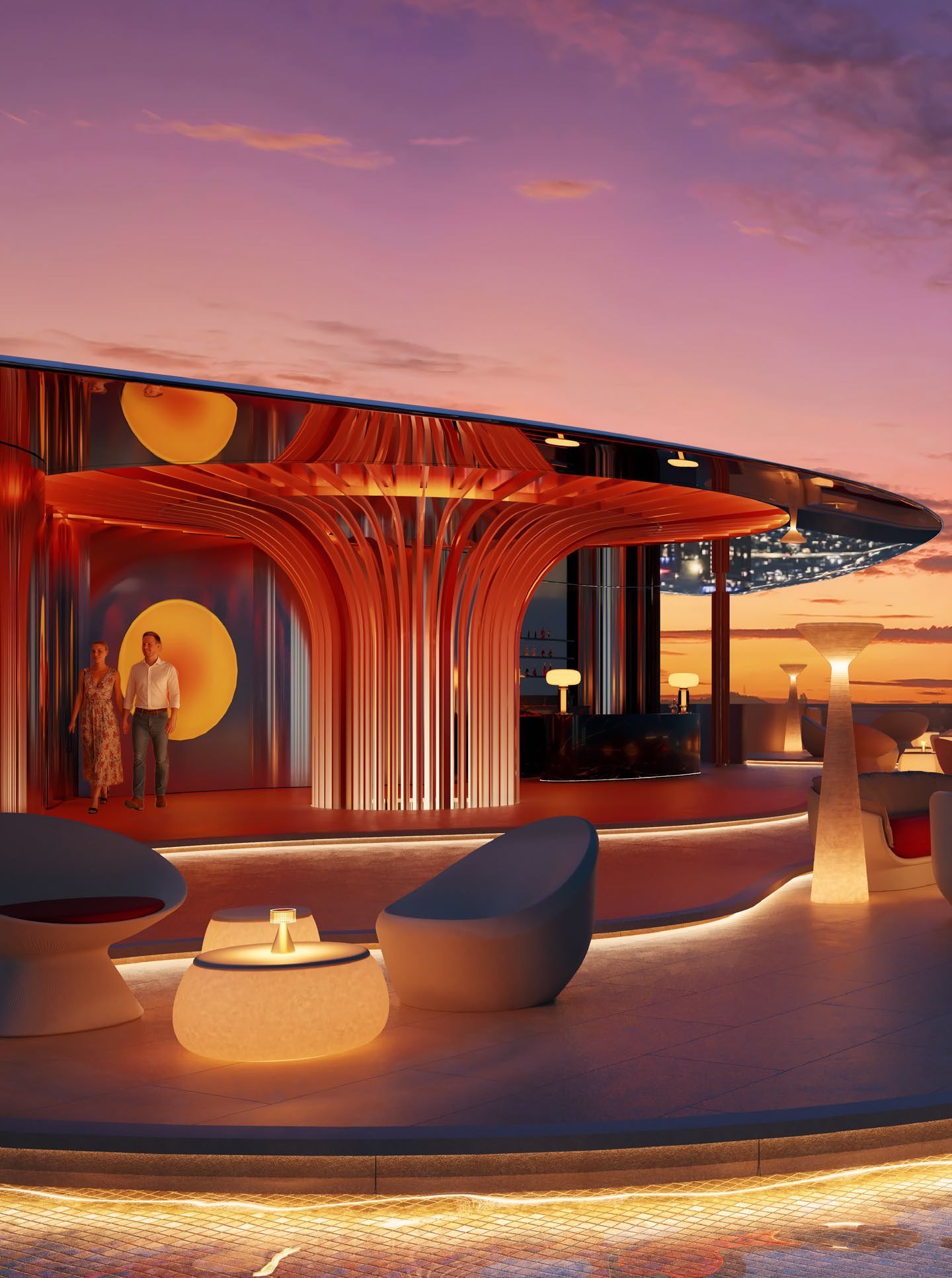The 360-degree rooftop bar at Divine KLCC at sunset