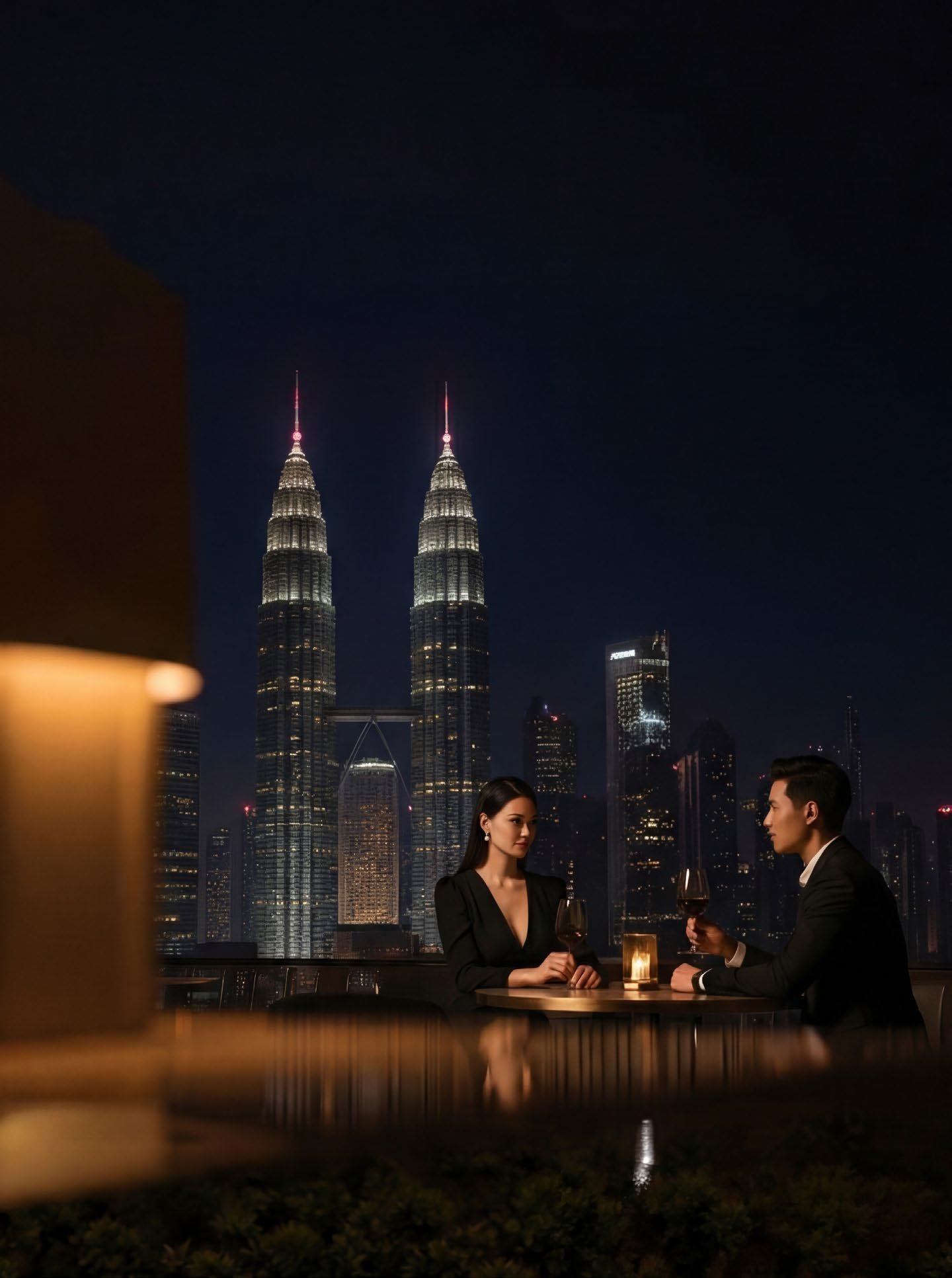 Dining at night at Divine KLCC facing the Petronas Twin Towers