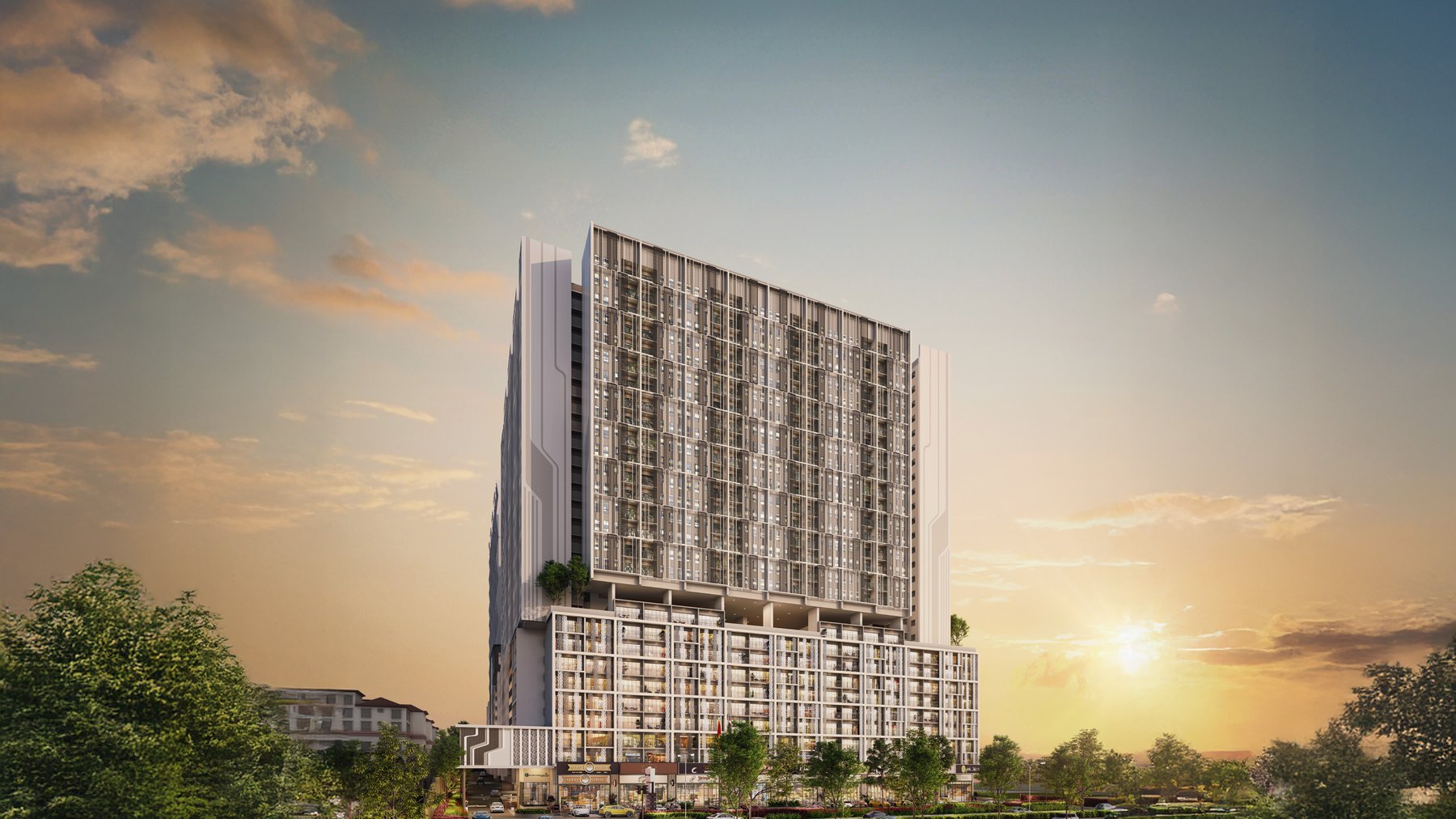 e.Sentral SmartCity tower at sunset in Damansara West