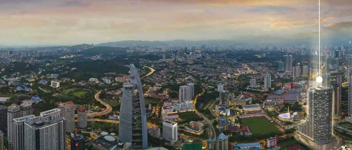 Khaya Residences and the Kuala Lumpur skyline at dusk