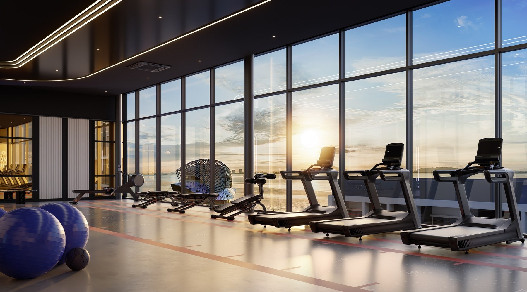 Coastal Gym at The Lighthauz with a sea view
