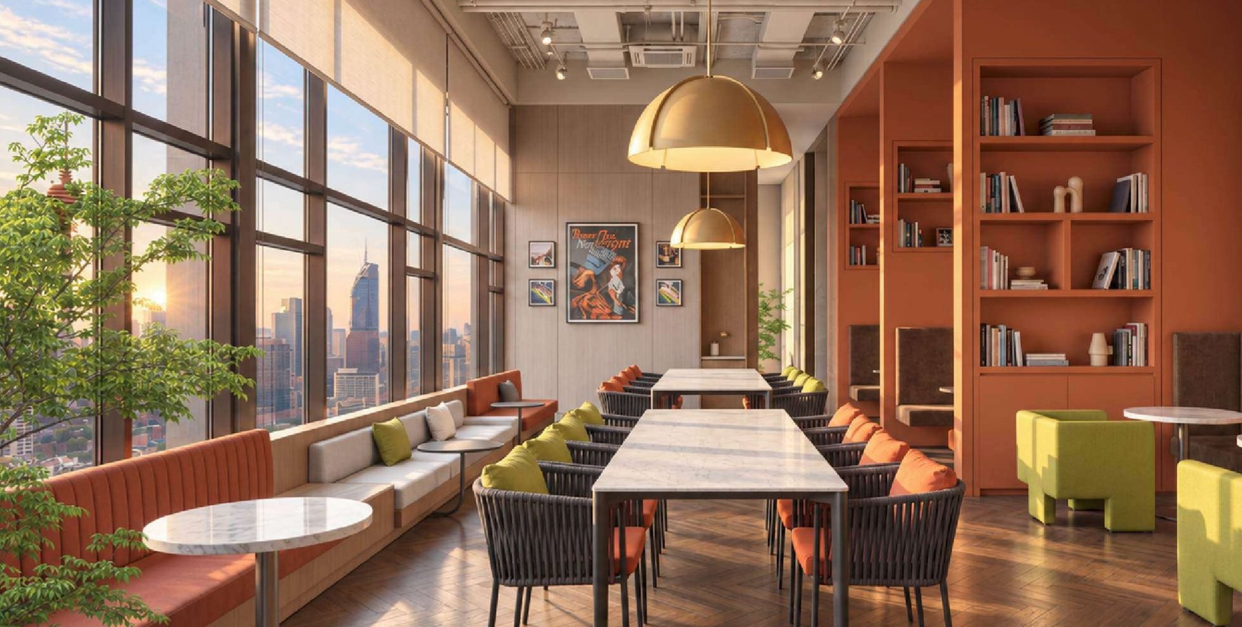 The coworking lounge at MABA Suitez