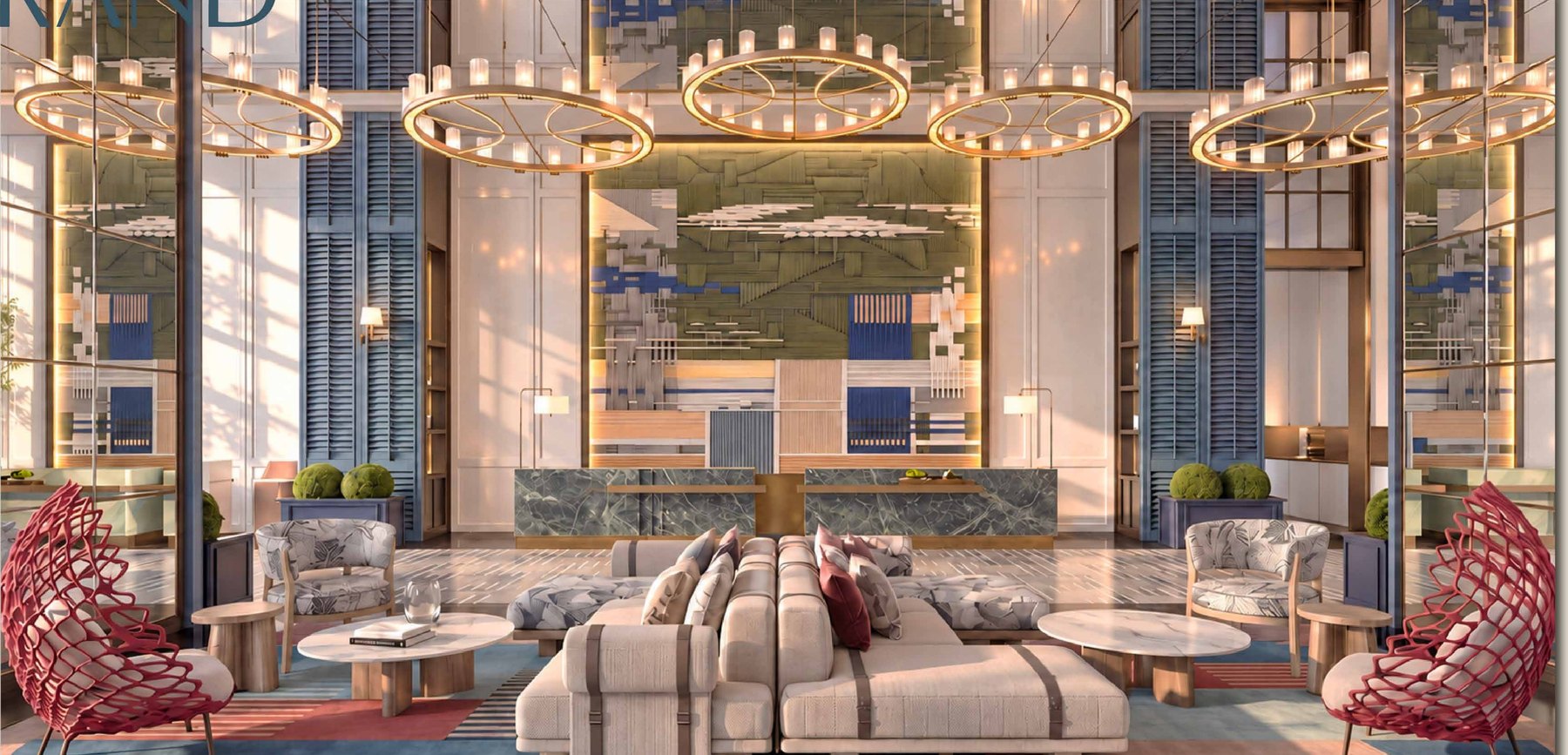 The grand lobby at MABA Suitez