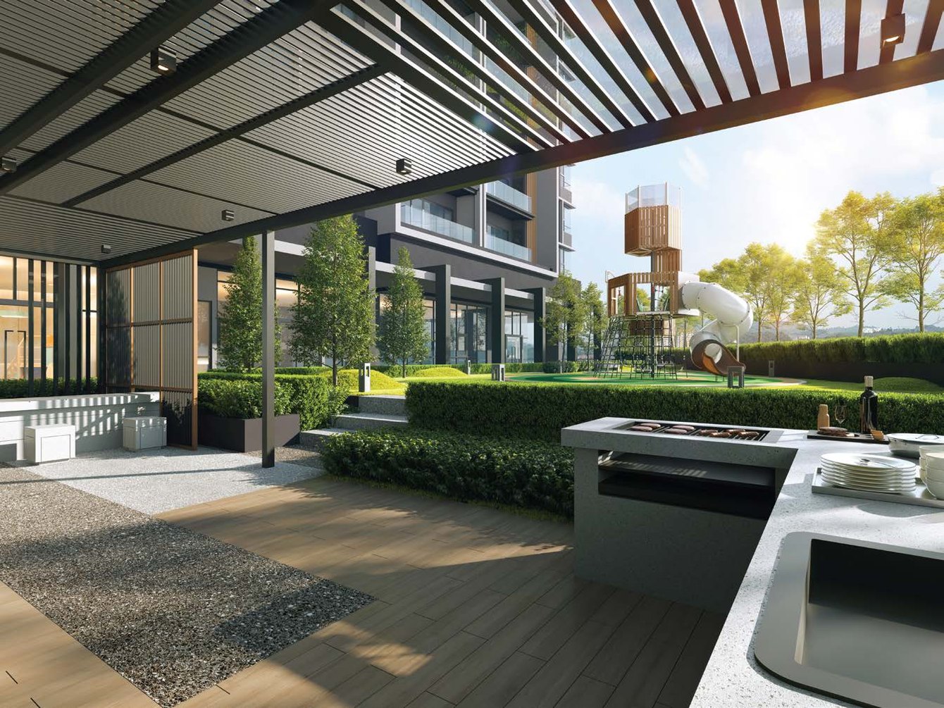 BBQ deck and children's playground at OAKA Residences Bukit Jalil