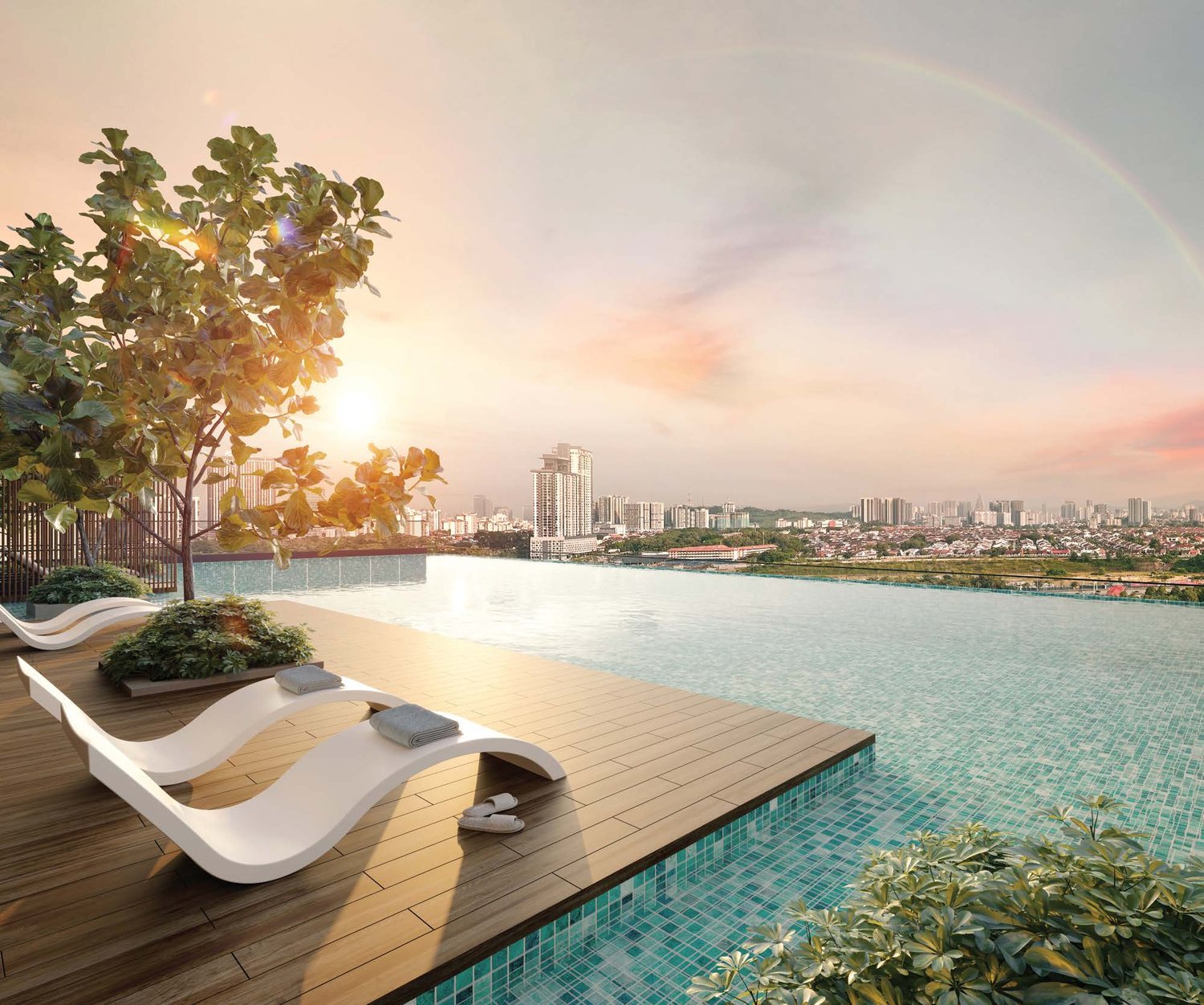 Infinity pool on the Level 5 deck at OAKA Residences Bukit Jalil