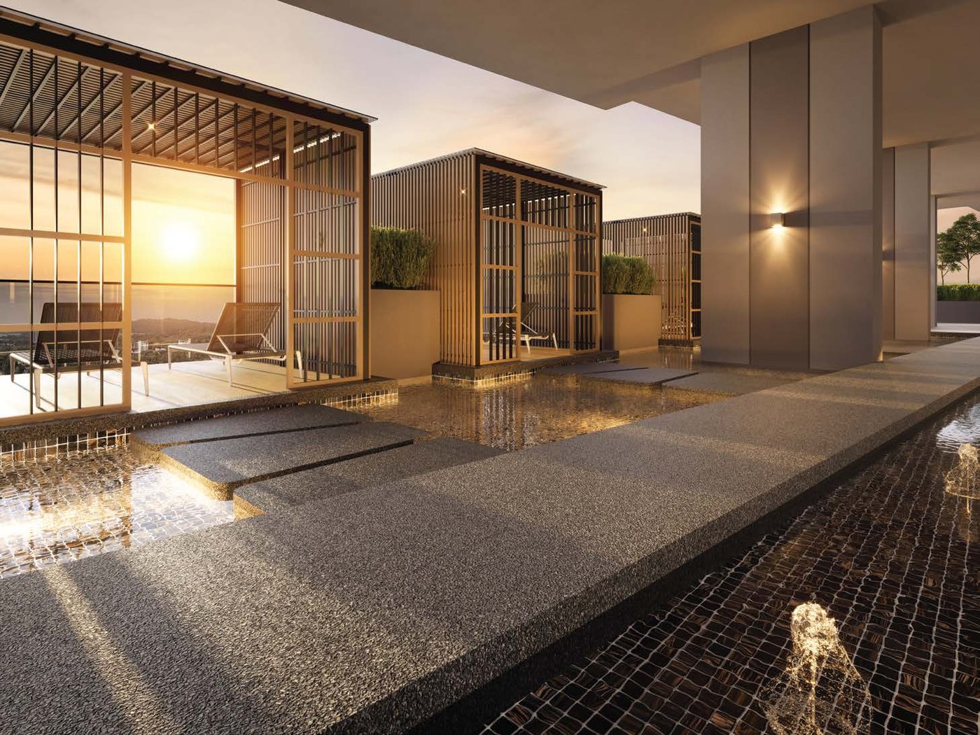 Viewing gazebo and water feature at OAKA Residences Bukit Jalil