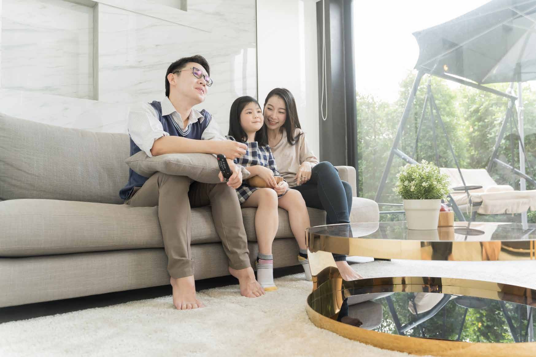 Family in a Park Green Pavilion living room, artist's impression