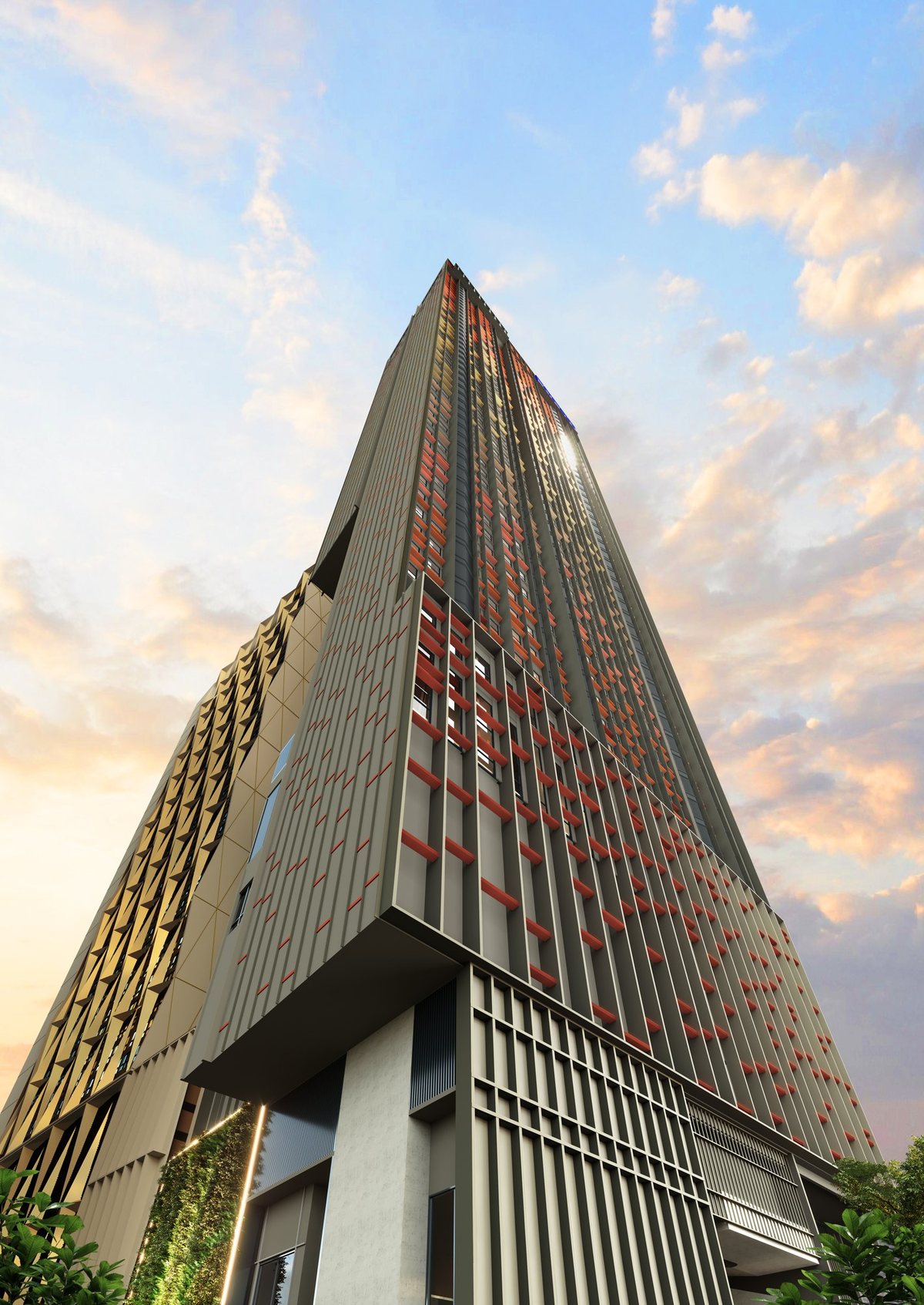 Phoeniz Suites KL City Centre facade looking up the tower, artist's impression