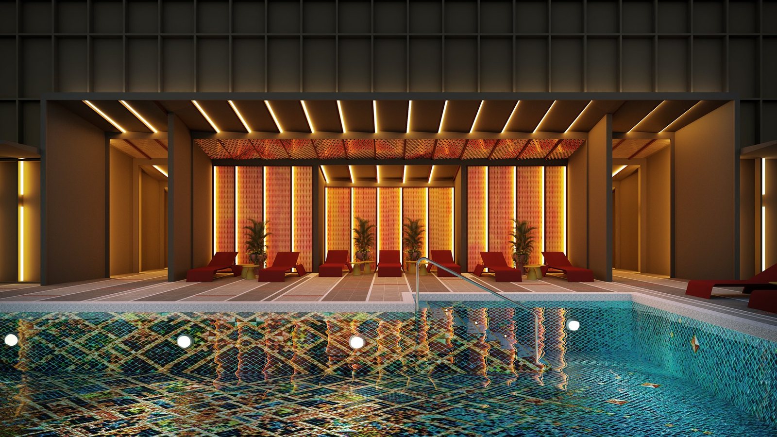 Sheltered pool lounge at Phoeniz Suites KL City Centre, artist's impression
