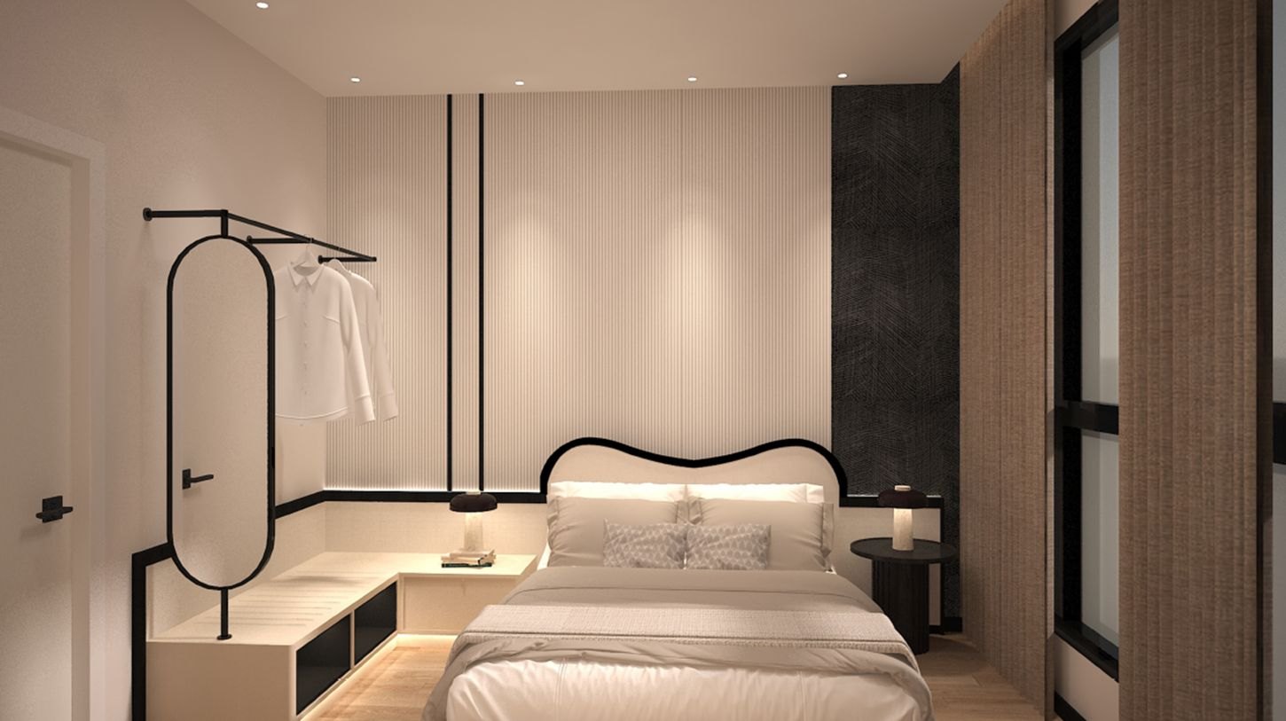 Bedroom of a Type A suite at Phoeniz Suites KL City Centre with city views