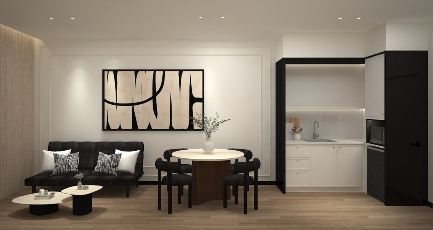 Living and dining area of a Type A suite at Phoeniz Suites KL City Centre