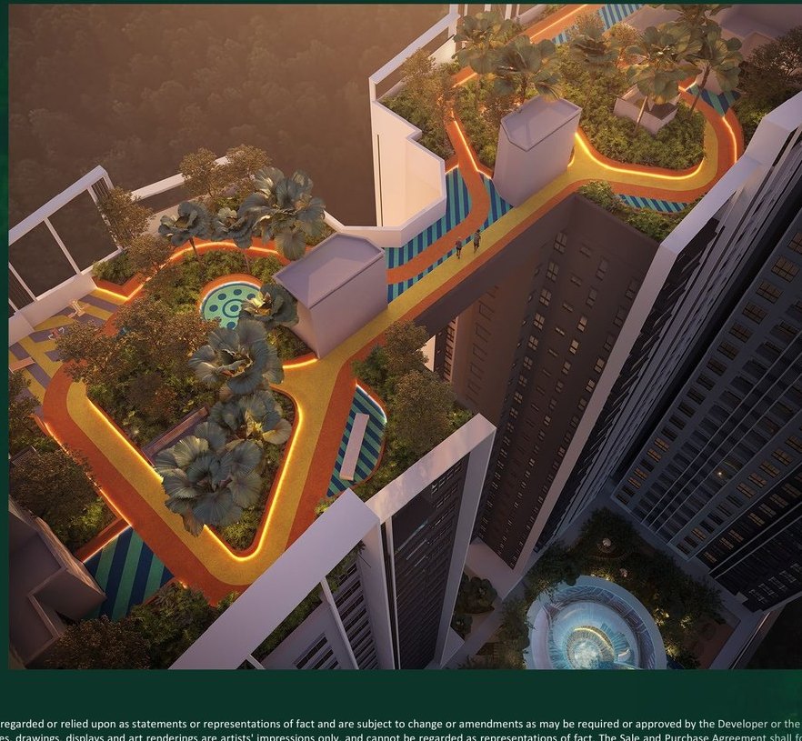 The elevated Rainforest Canopy deck at Rainfora Residences