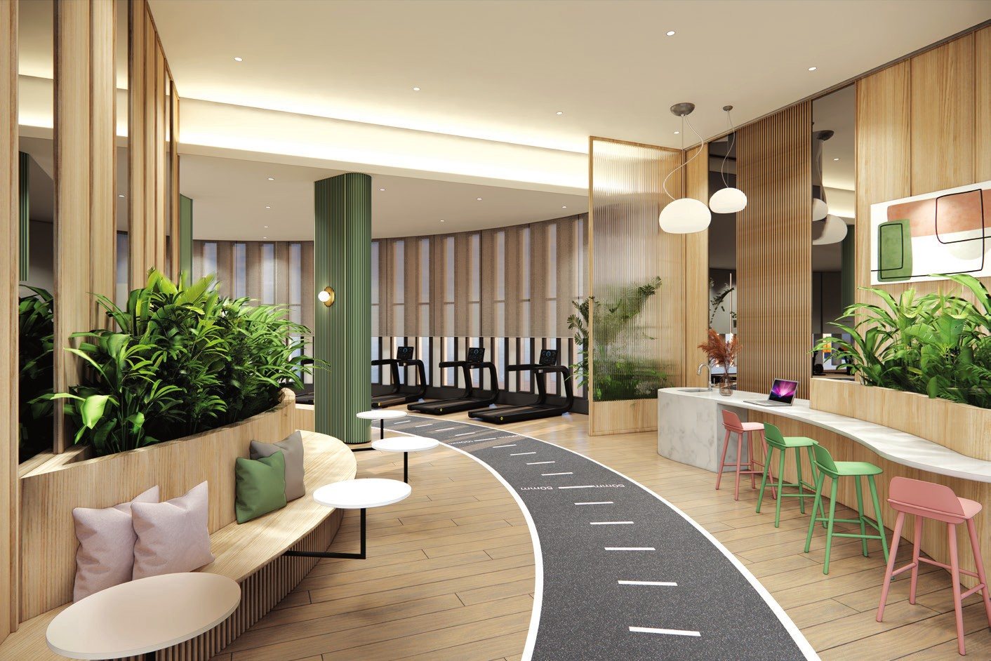 Co-working lounge and jogging track at Ren Residence