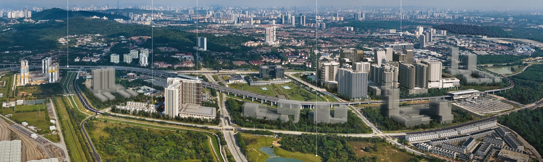 Aerial view of the Kwasa Damansara township around RIA Sunsuria