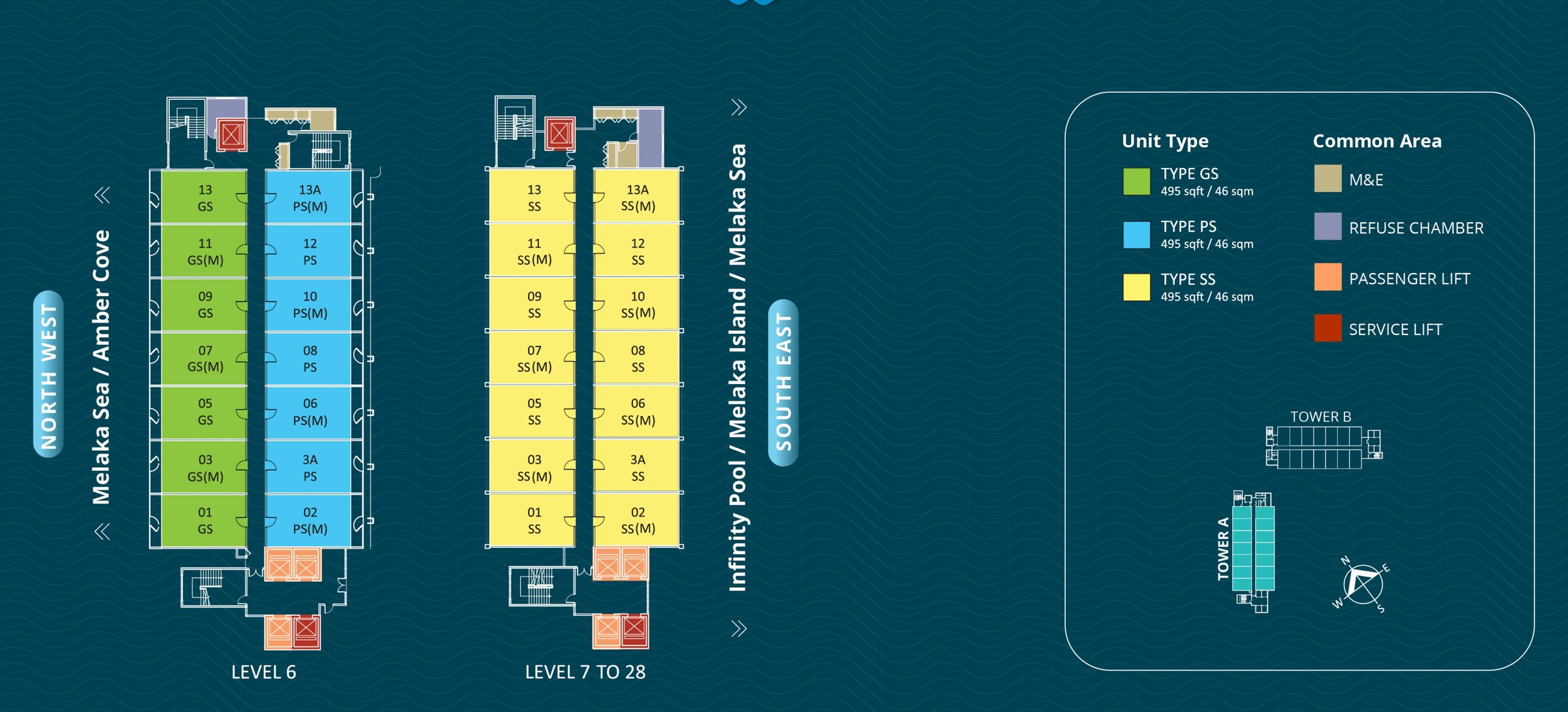 Tagbay Suites Tower A typical floor key plan showing unit positions and orientation