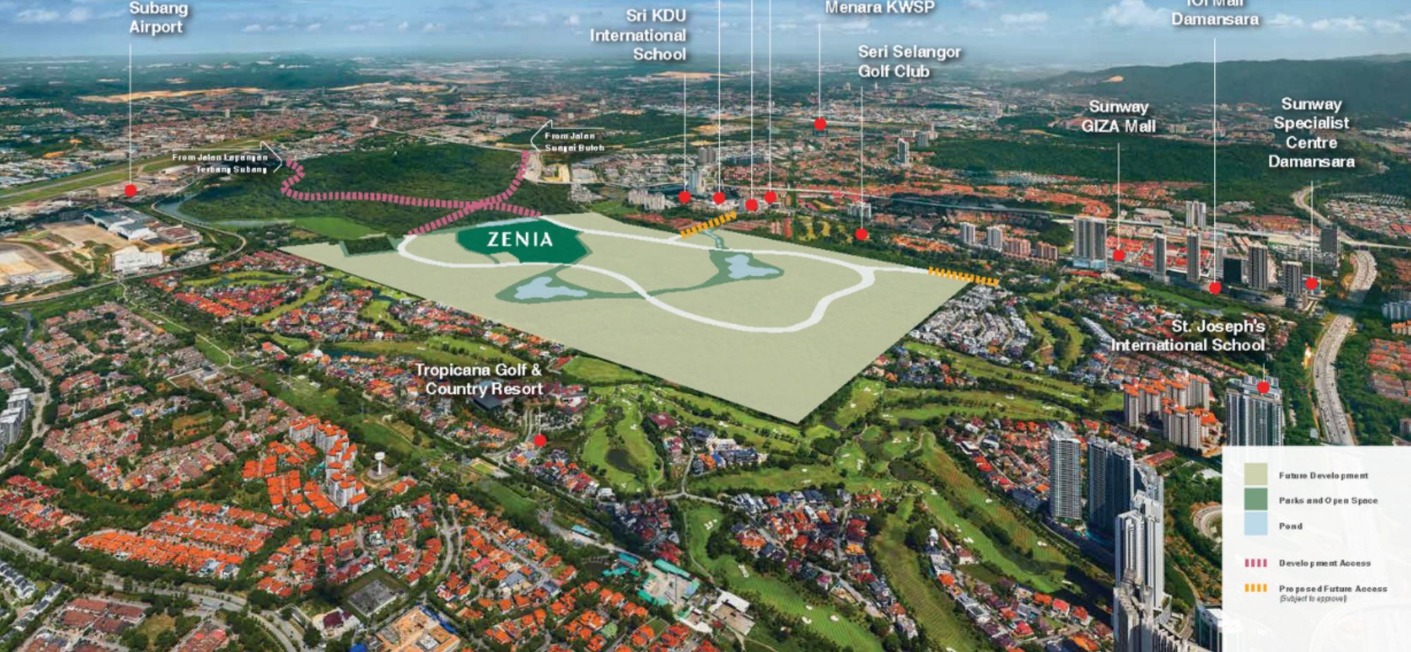 Aerial context view of Zenia within ParkCity Damansara, Petaling Jaya
