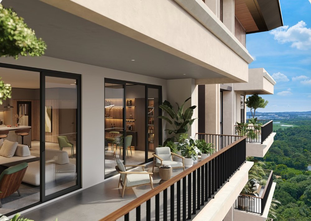 Condovilla balcony and living area at Zenia ParkCity Damansara, artist's impression